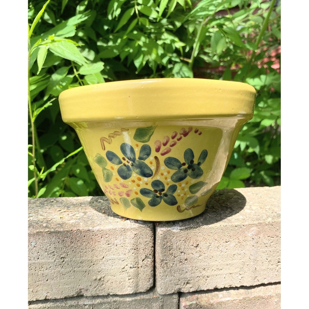 Robinson Ransbottom Roseville Yellow Gold Floral 1 Qt. Bowl 6" Hand Painted